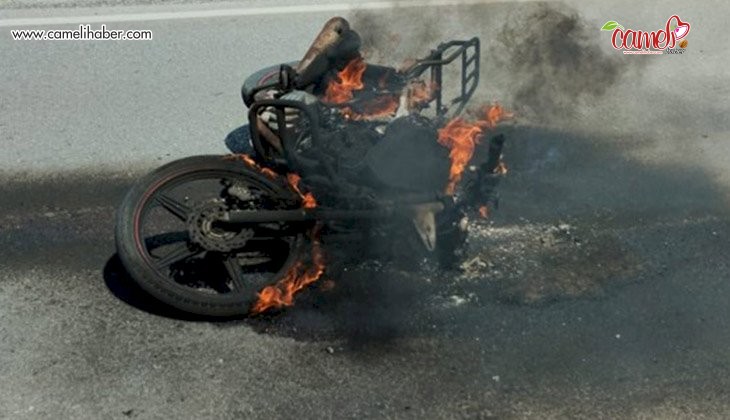 Denizli’de motosiklet Yangını